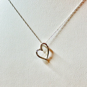10K-W 1/10 CT Diamond Heart Pendant 18” - Le Vive Jewelry in Riverside