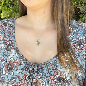14k Yellow Gold & Emerald & Diamond Necklace - Le Vive Jewelry in Riverside
