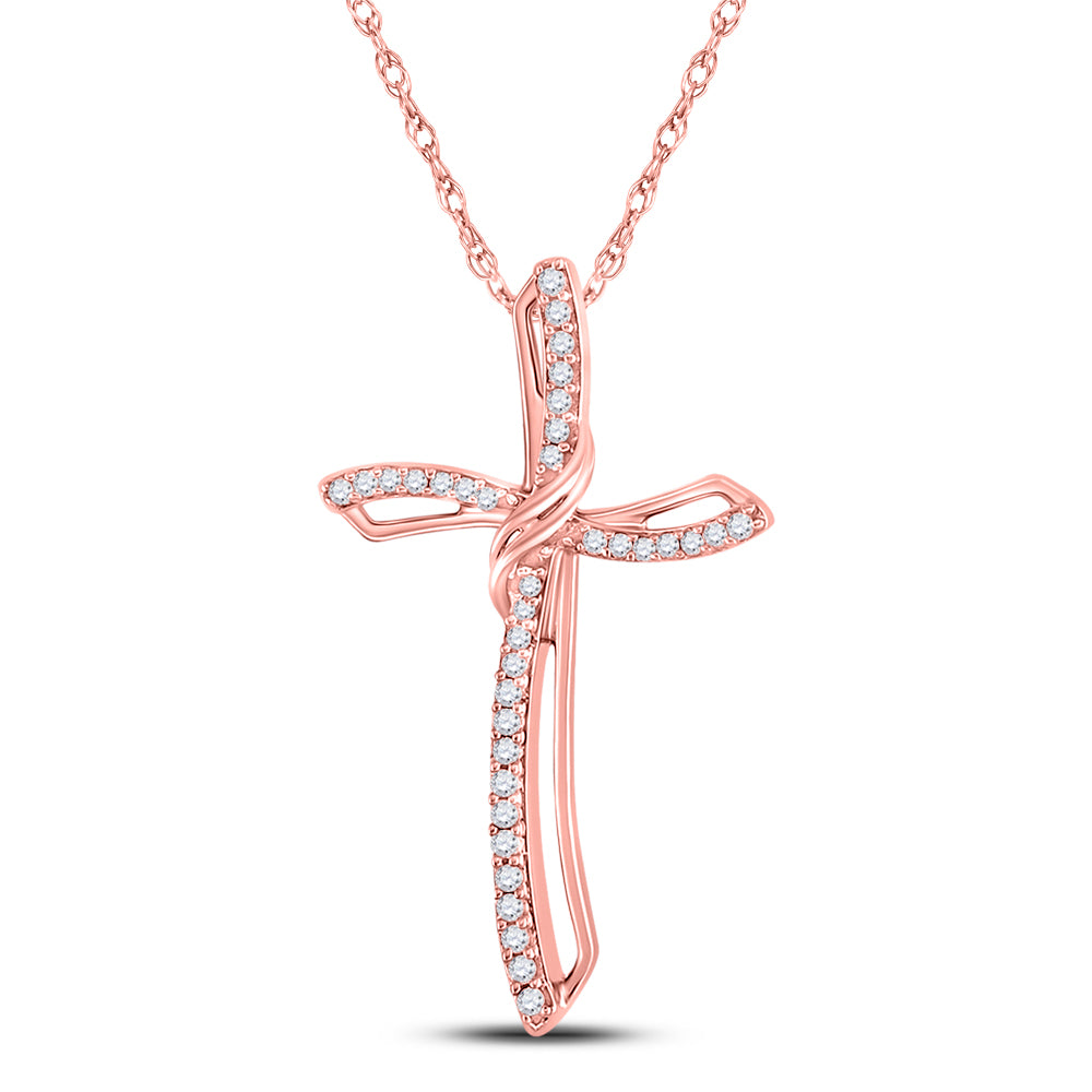 10K Rose Gold 1/4 Carat TW Cross Pendant – Le Vive Jewelry