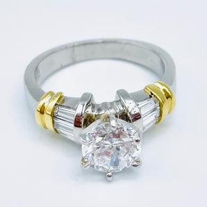 Platinum & 18 Karat Yellow Gold Ladies Engagement Semi-Mount - Le Vive Jewelry in Riverside
