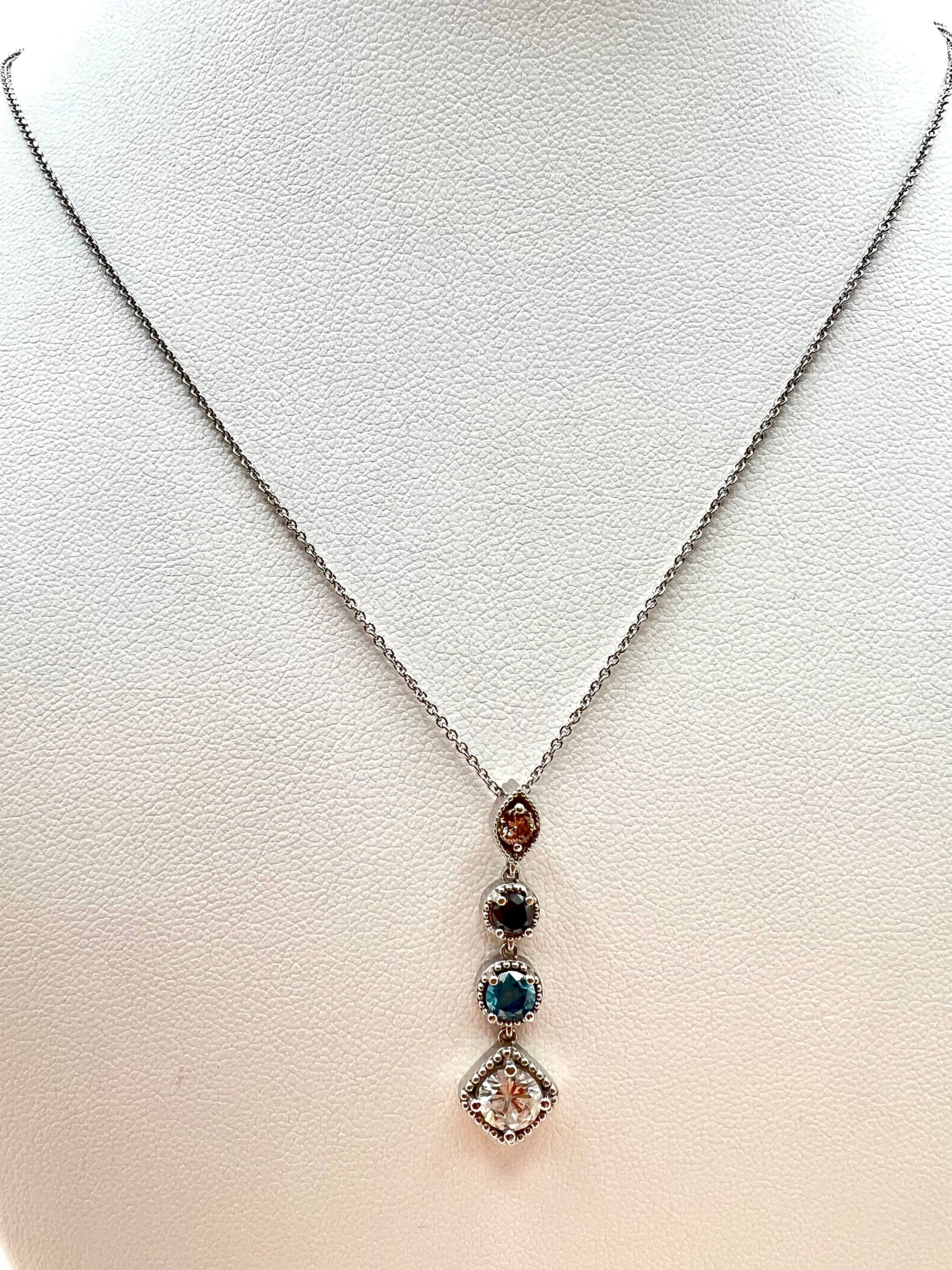 14k White Gold with four Colored Diamonds - Le Vive Jewelry in Riverside