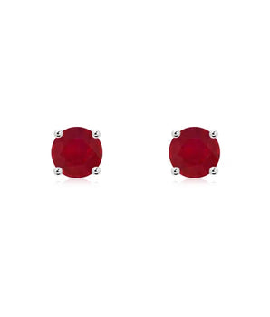 Gold Solitaire Natural Ruby Stud Earrings