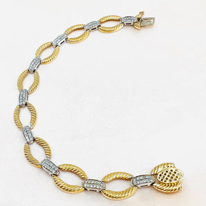 14k Gold Two Tone Bracelet with Diamonds - Le Vive Jewelry in Riverside