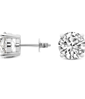 14kt White Gold Four Prong Round Lab Diamond Stud Earrings 4.05 CT - Le Vive Jewelry in Riverside