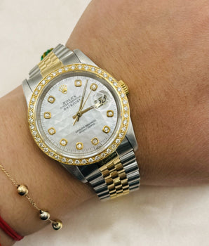 Rolex Oyster Perpetual Datejust Watch w/ Diamond Dial Two-tone 18k Gold - Le Vive Jewelry in Riverside