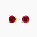 14K-Y Gold Solitaire Natural Ruby Stud Earrings - Le Vive Jewelry in Riverside