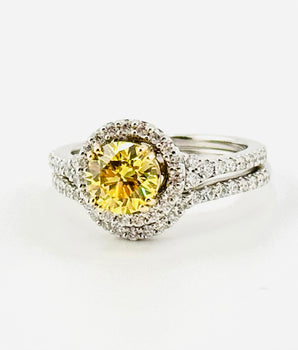 14K- White Gold Bridal set Lab Grown Diamond Yellow - Le Vive Jewelry in Riverside