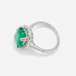 14K WHITE GOLD NATURAL DIAMOND & NATURAL EMERALD RING 4.78 GR TW - Le Vive Jewelry in Riverside