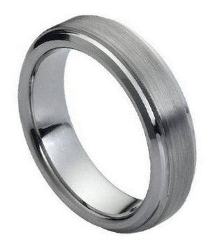 Flat Brushed Center Stepped Edge- 6mm - Le Vive Jewelry in Riverside