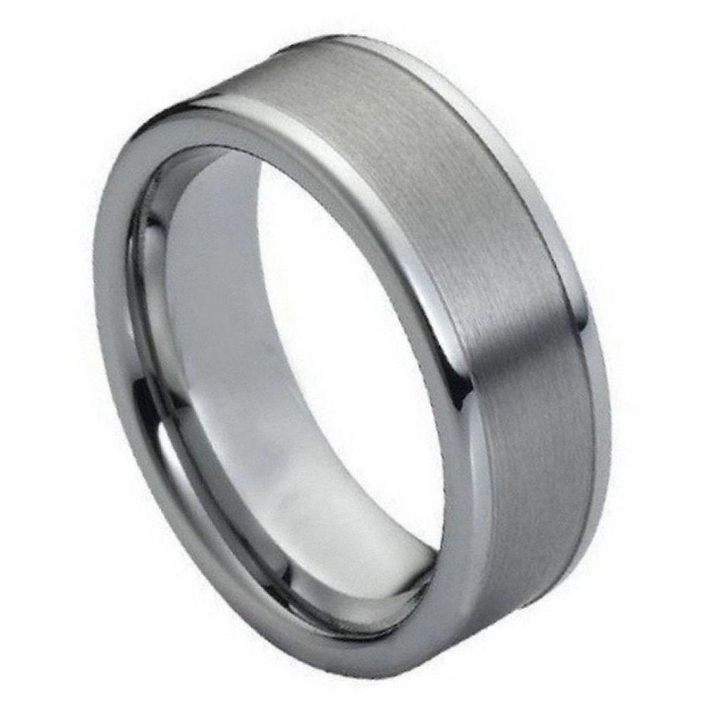 Ring Brushed with Polished Shiny Raised Edge - 8mm - Le Vive Jewelry in Riverside