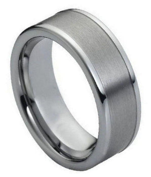 Ring Brushed with Polished Shiny Raised Edge - 8mm - Le Vive Jewelry in Riverside