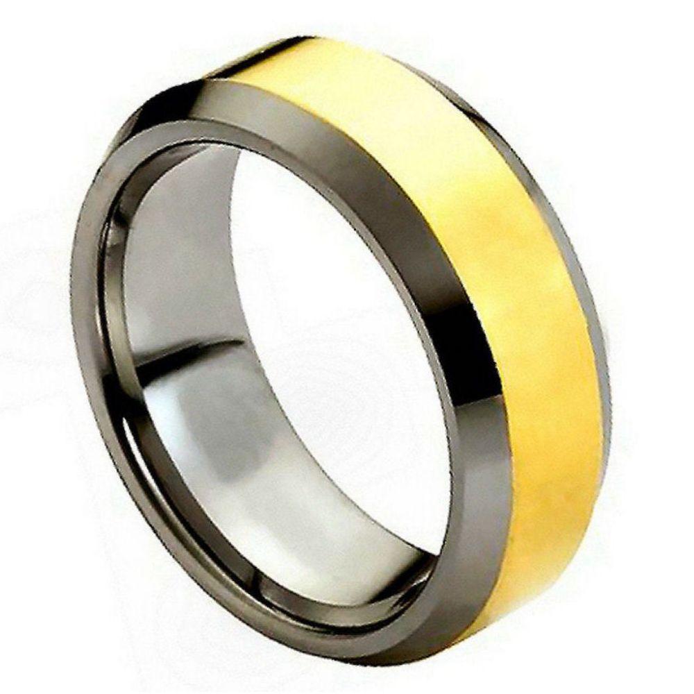 Polished Shiny Gold Plated Center &amp; Beveled Edge - 8mm - Le Vive Jewelry in Riverside