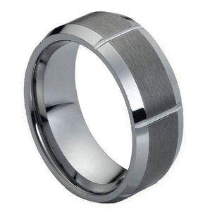 Multiple Vertical Grooves Brushed Center - 9mm - Le Vive Jewelry in Riverside