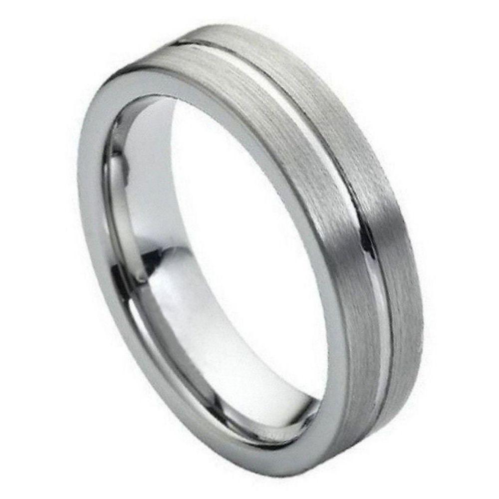 High Polish Grooved Center Brushed Side- 6mm - Le Vive Jewelry in Riverside