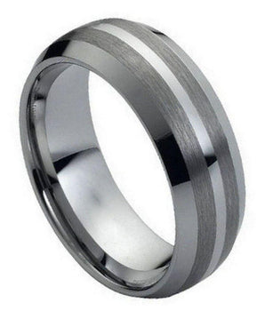 Brushed Sides with Polished Shiny Center - 8mm - Le Vive Jewelry in Riverside