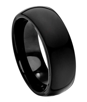 High Polish Black IP Plate Classic Domed Band - 8mm - Le Vive Jewelry in Riverside