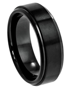 Flat Brushed Center with High Polish Stepped Edge - 8mm - Le Vive Jewelry in Riverside