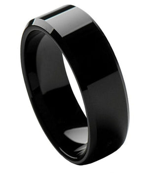 High Polish Black IP Plate Beveled Edge - 8mm - Le Vive Jewelry in Riverside