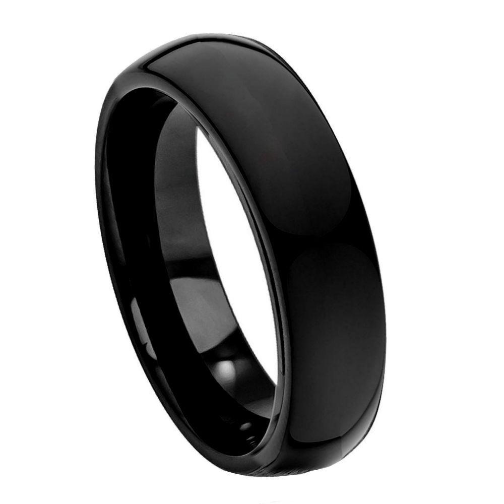 High Polish Black IP Plate Classic Domed Band- 6mm - Le Vive Jewelry in Riverside