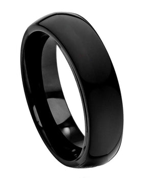 High Polish Black IP Plate Classic Domed Band- 6mm - Le Vive Jewelry in Riverside