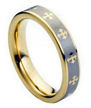 Yellow Gold Plated Laser Engraved Crosses Design - 5mm - Le Vive Jewelry in Riverside