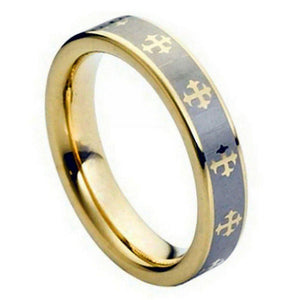 Yellow Gold Plated Laser Engraved Crosses Design - 5mm - Le Vive Jewelry in Riverside