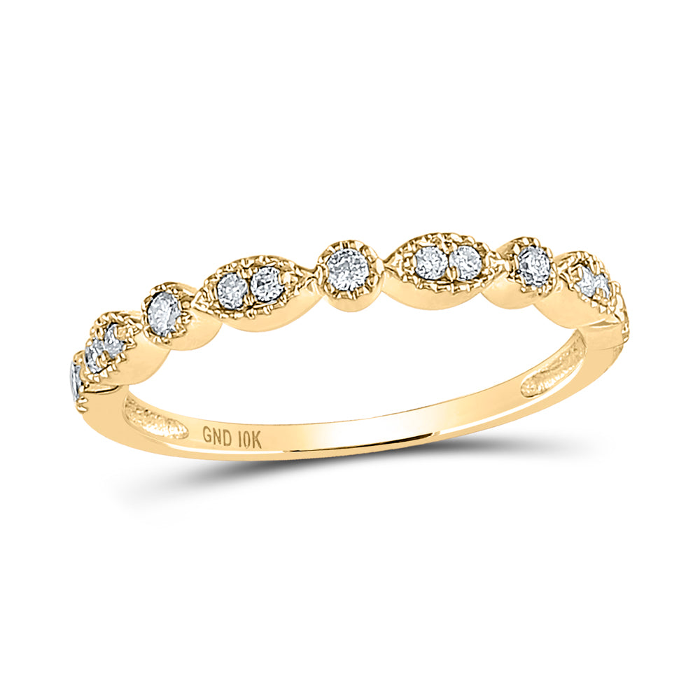 10K Yellow Gold Round Diamond Marquise Dot Stackable Band Ring - Le Vive Jewelry in Riverside