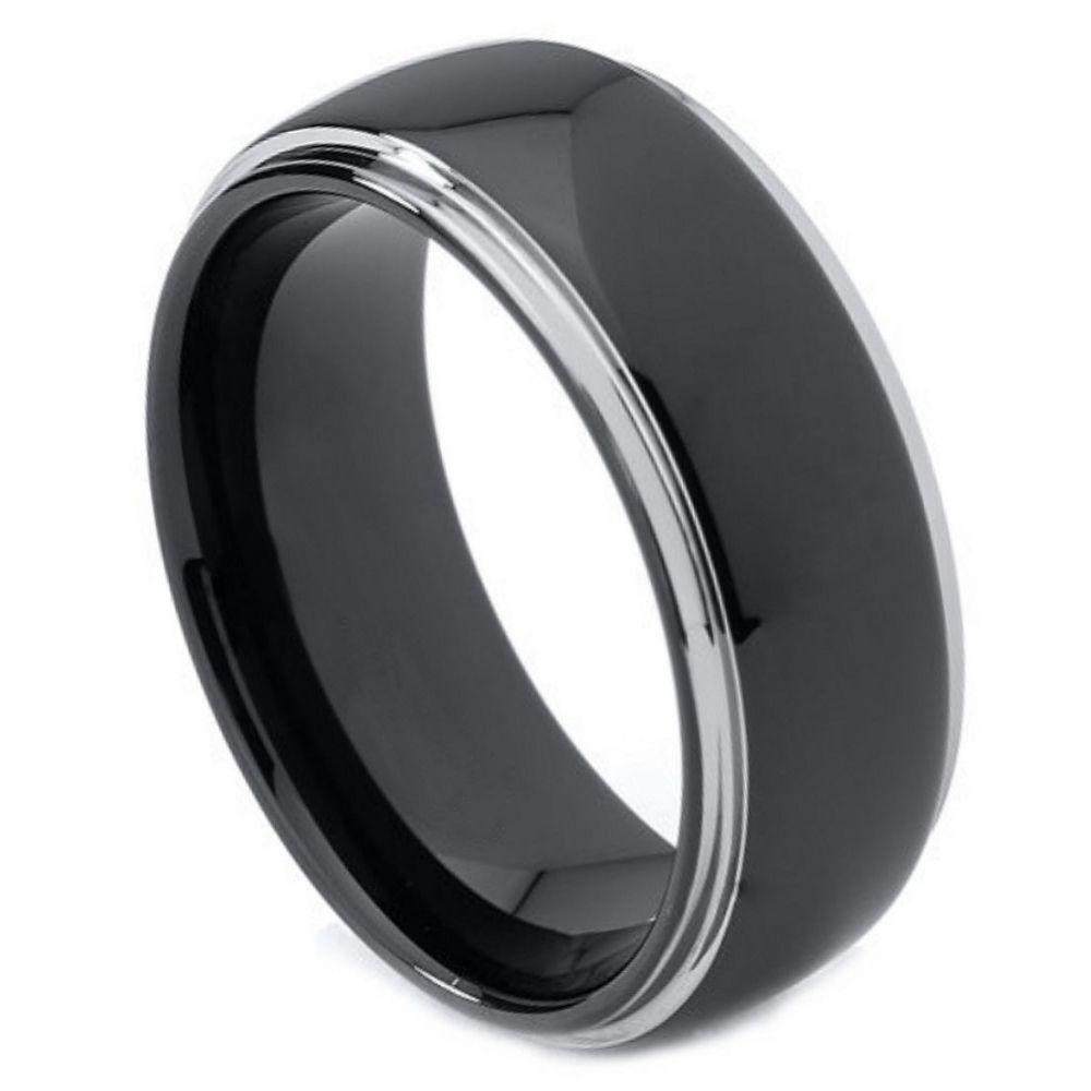 Domed High Polish Black IP Plated Rounded Edge - 8mm - Le Vive Jewelry in Riverside