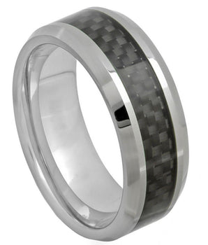 High Polish with Black Carbon Fiber Inlay - 8mm - Le Vive Jewelry in Riverside