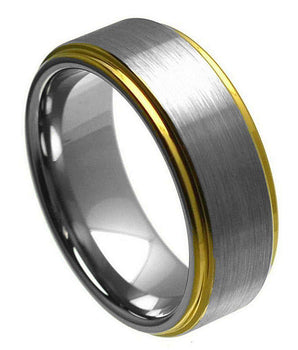 Ring Yellow Gold Plated Edge - 8mm - Le Vive Jewelry in Riverside