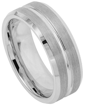 Grooved on Brushed Center High Polish Beveled Edge - 9mm - Le Vive Jewelry in Riverside