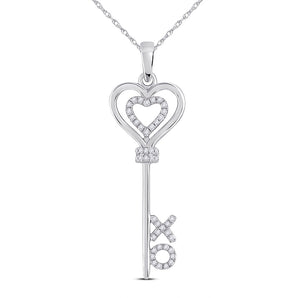 Sterling Silver 1/8 Carat TW Diamond Key Pendant - Le Vive Jewelry in Riverside