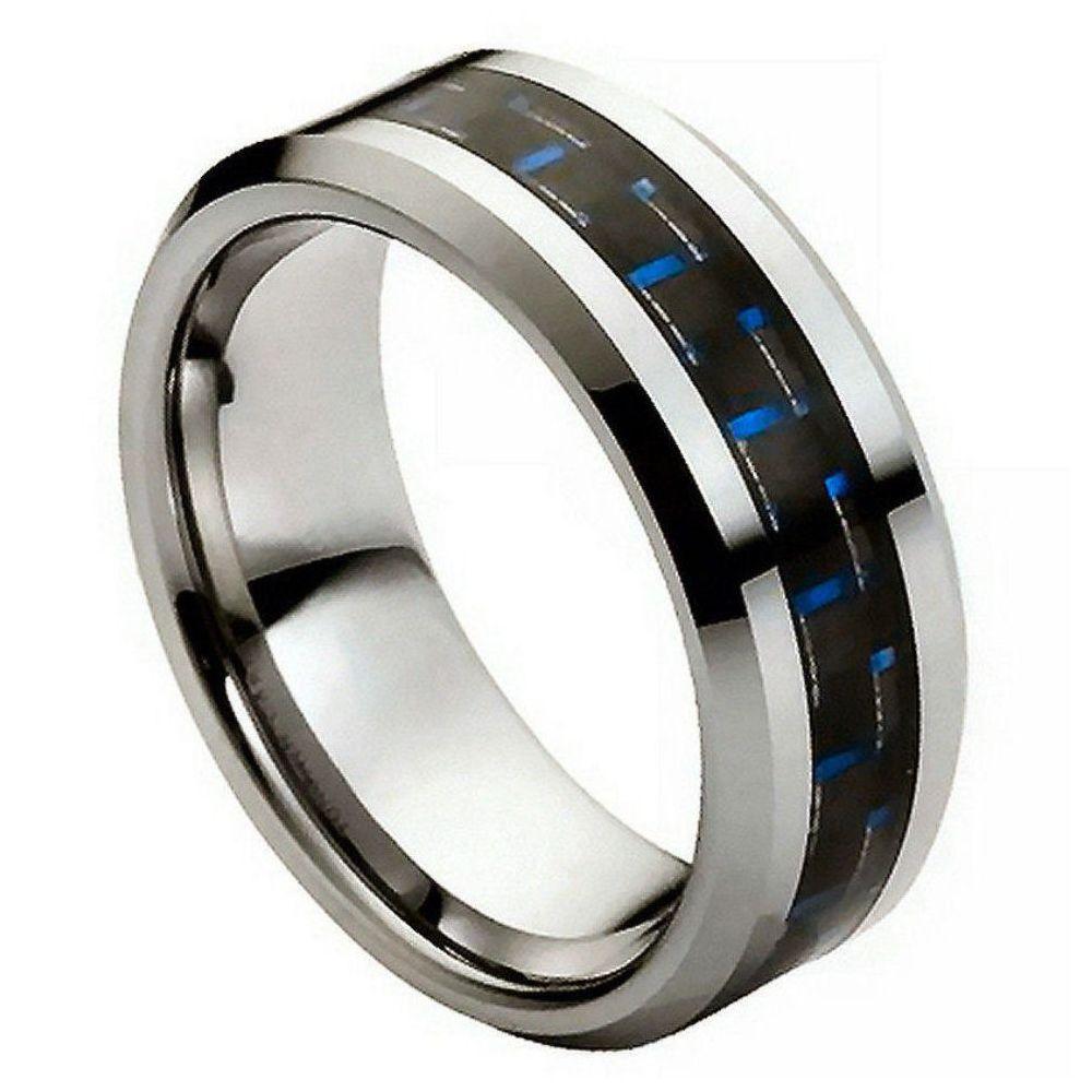 Blue Carbon Fiber Inlay - 8mm - Le Vive Jewelry in Riverside