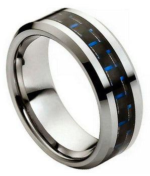 Blue Carbon Fiber Inlay - 8mm - Le Vive Jewelry in Riverside