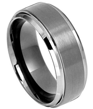 Brushed Center High Polish Stepped Edge - 8mm - Le Vive Jewelry in Riverside