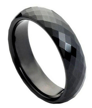 Black IP Plated Faceted Ring- 6mm - Le Vive Jewelry in Riverside