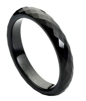 Black IP Plated Faceted Ring - 4mm - Le Vive Jewelry in Riverside