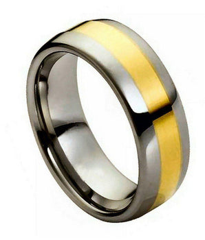 High Polished Yellow Gold IP Plated Shiny Center - 8mm - Le Vive Jewelry in Riverside