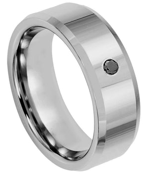 High Polished Beveled Edge with 2.3mm approx. Black Diamond - 8mm - Le Vive Jewelry in Riverside