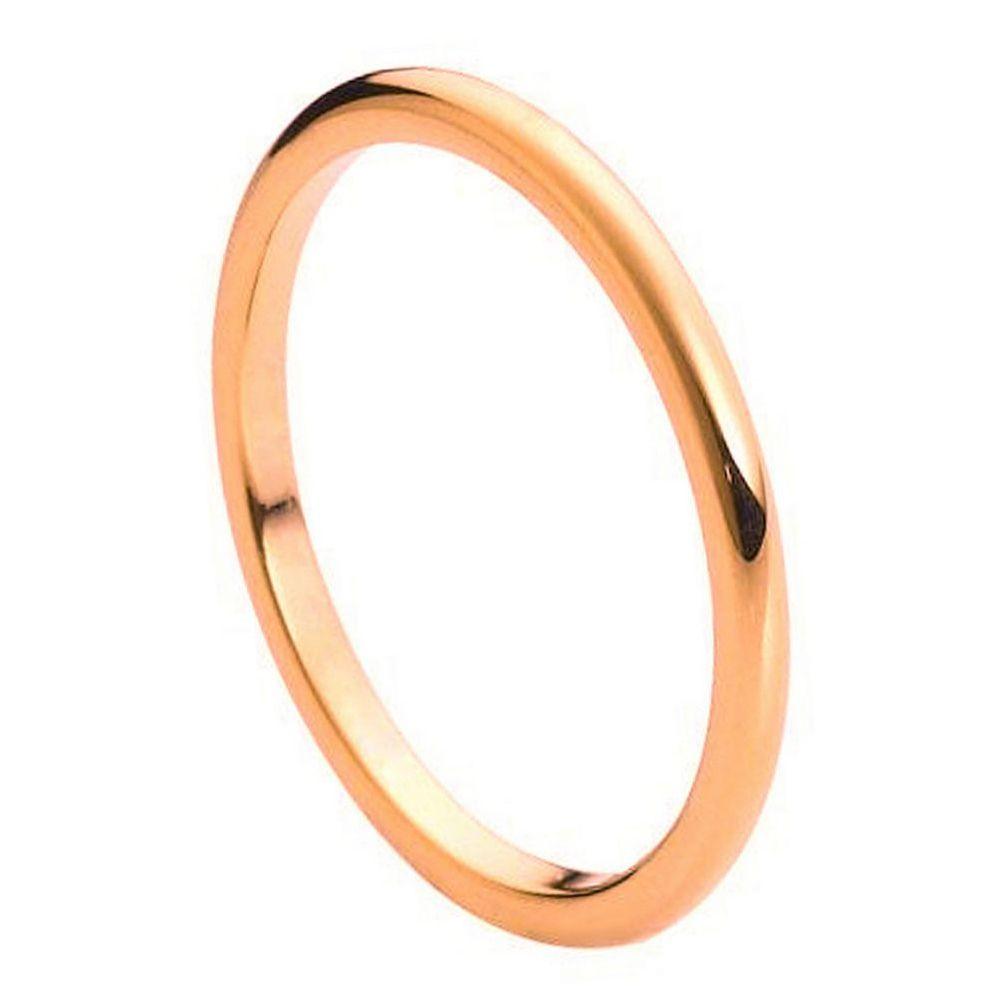 High Polish Rose Gold Plated Thin Band 2mm - Le Vive Jewelry in Riverside