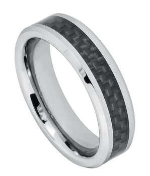 Black Carbon Fiber Inlay- 6mm - Le Vive Jewelry in Riverside