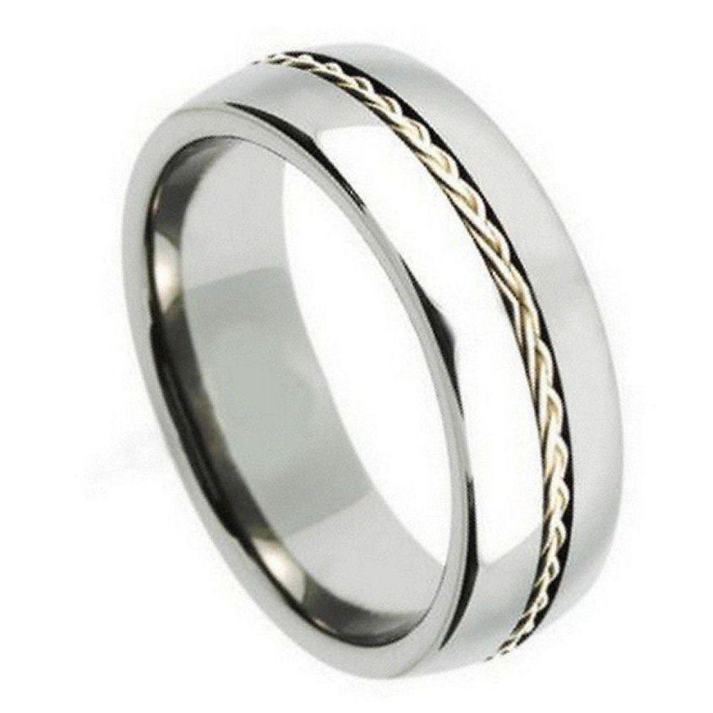 Grooved with Braided Sterling Silver Insert - 8mm - Le Vive Jewelry in Riverside
