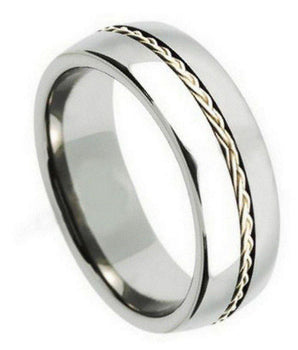 Grooved with Braided Sterling Silver Insert - 8mm - Le Vive Jewelry in Riverside