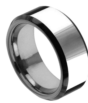 Flat High Polish (only the Beveled Edge is Black IP Plated) - 8mm - Le Vive Jewelry in Riverside