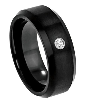 Black IP Plated with & 0.07ct & White Diamond Center - 8mm - Le Vive Jewelry in Riverside