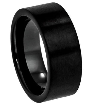 Black IP Plated Brushed Pipe Cut Band - 9mm - Le Vive Jewelry in Riverside