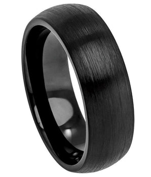 Brushed Black IP Plated Classic Domed Band - 8mm - Le Vive Jewelry in Riverside