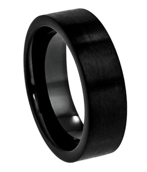 Black IP Plated Brushed Pipe Cut Band - 7mm - Le Vive Jewelry in Riverside