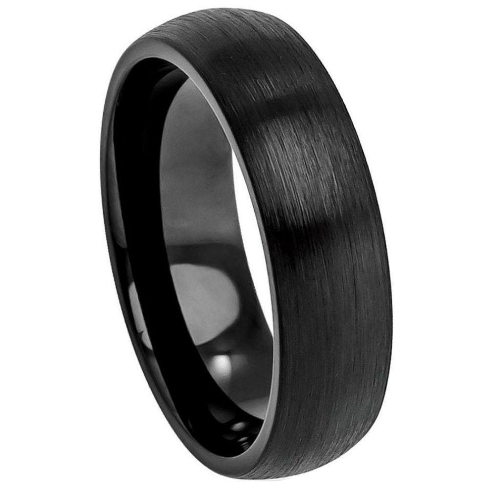 Brushed Black IP Plated Classic Domed Band- 6mm - Le Vive Jewelry in Riverside