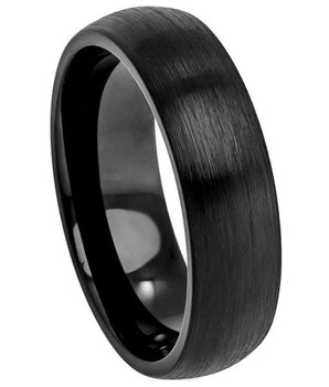 Brushed Black IP Plated Classic Domed Band- 6mm - Le Vive Jewelry in Riverside